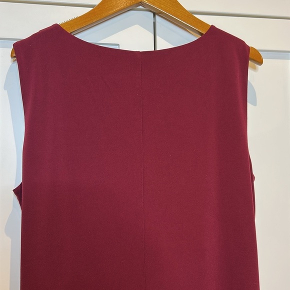 Ann Taylor Wine Red Ruched Stretch Sleeveless Sheath Midi Dress Women’s Size 12 - Picture 12 of 13
